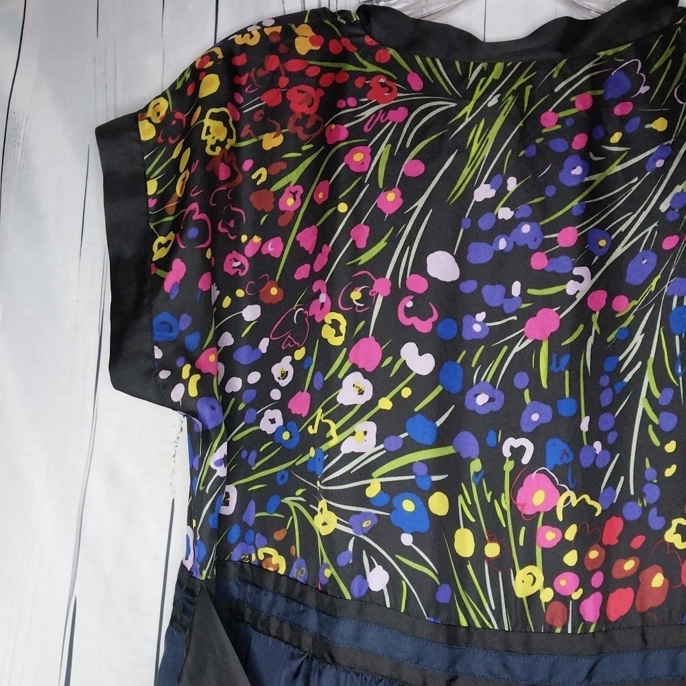 Anthropologie Fei Efflorescent Silk Floral BohoChic Folkloric V-Neck Dress - Picture 11 of 14